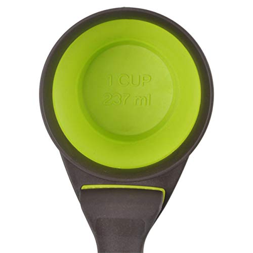 Acronde Collapsible Pet Scoop Silicone Measuring Cups Set Sealing Clip 3 in 1 Multi-Function Scoop Bowls Bag Clip for Dog Cat Food Water Set of 2 (1 Cup & 1/2 Cup Capacity)