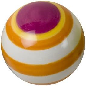 Orange & White Striped Ceramic Drawer Pull with Magenta Center Dot