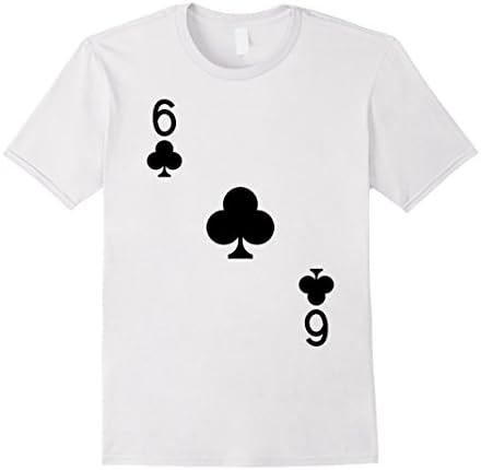 Mens Six of Clubs Costume T-Shirt Halloween Deck of Cards Large White