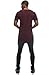 JC DISTRO Mens Hipster Hip Hop Cotton eLong Round Scallop Hemline Tshirt Wine Medium