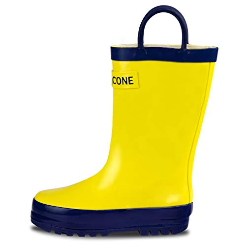 Cute His And Her Costumes - LONECONE Rain Boots with Easy-On Handles for Toddlers and Kids, Classic Yellow,