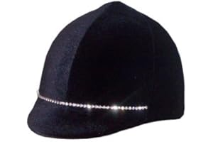HELMET COVERS ETC. Equestrian Riding Helmet Cover - Rhinestone Black Velvet