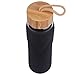 Origin - Best WIDE MOUTH BPA-Free Glass Water Bottle With Protective Silicone Sleeve and Bamboo Lid - Dishwasher Safe