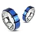 STR-0104 Stainless Steel Two Tone Blue IP Spinning Ring (6)