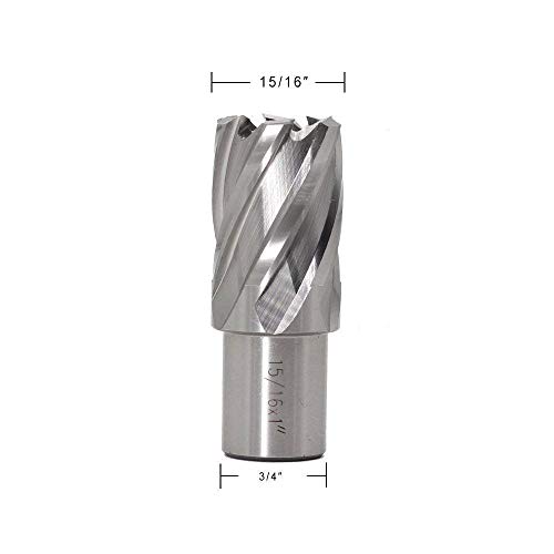 Annular Cutter JESTUOUS 3/4 Inch Weldon Shank 15/16 Cutting Diameter 1 Cutting Depth Two-Flat HSS Kit for Magnetic Drill Press,1 Piece