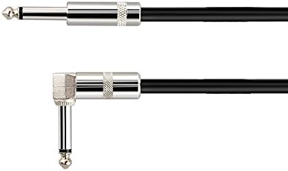 Guitar Instrument Cables for Guitar/ Bass /Keyboard Instrument performance with 1/4 Inch (6.3mm) Straight to Right Angle Plug Pro Audio Cord (16ft)