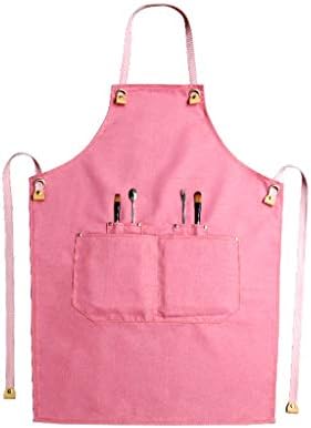 Goods Chef Works Apron With Tool Pockets Canvas Work Aprons Cross Back Long Straps Waterproof Aprons Apron for Kitchen BBQ (color : Pink, Size : A)