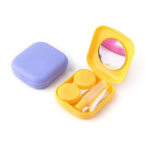 sansheng 5 Sets of Mini Travel Contact Lens Box Sets, Support Lens Box, Contact Lens Fixed Lens Box, Blue, Purple, Green, Rose red, Yellow