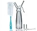 Aluminum Whipped Cream Dispenser with 3 Stainless Steel Tips & FREE bonus cleaning brush