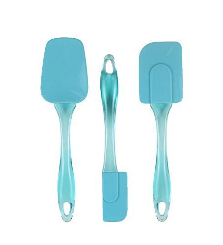 Farberware Baker's Advantage 3-Piece Silicone Spatula Set, Aqua Blue