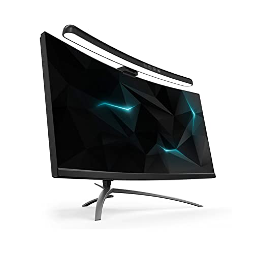 Computer Monitor Lamp, Curved Screen Monitor Light Bar for Eye Caring, Touch Dimming, No Screen Glar e, 7 Color RGB Light Effect, USB C LED Computer Lamp for Desk/Gaming