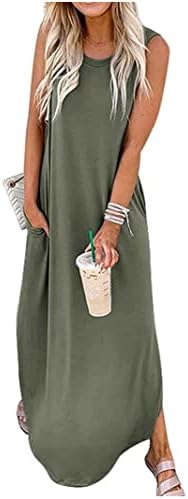 CHUNTIANRAN Reverse Rainbow Pocket Sleeveless Maxi Dress for Women