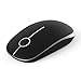 Jelly Comb 2.4G Slim Wireless Mouse with Nano Receiver, Less Noise, Portable Mobile Optical Mice for Notebook, PC, Laptop, Computer, MacBook MS001 (Black and Silver)