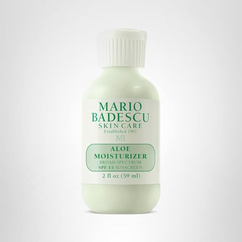 Mario Badescu Aloe Face Moisturizer for Women and Men with SPF 15, Ideal Facial Moisturizer for Combination, Oily or Sensitive Skin, Lightweight, Oil-Free Daytime Moisturizer Face Cream, 2 Fl Oz