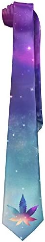 Ganja Leaf Galaxy Weed Stoner Men's Fashion Skinny Necktie Ties Novelty Necktie Silk