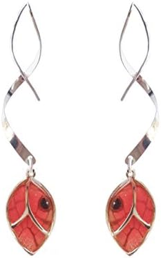 Real Butterfly Wing Sterling Silver Dangle Earrings - Pink, Dangle, Elegant, Colorful, Natural, Recycled