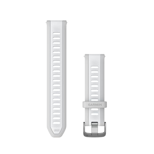 Garmin Quick Release Bands (20mm), suitable for selected Forerunner-,Venu-, vívomove-,vívoactive and Approach smartwatch series, Original accessory, Silicone, Mist Grey/Whitestone with Silver Hardware — image 1