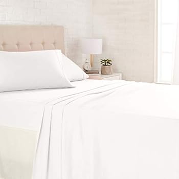 AmazonBasics Light-Weight Microfiber Sheet Set - Queen, White