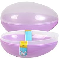 Natorytian Jumbo Easter Egg Plastic Egg Shaped Containers Assorted Pastel Colors, 7 3/4" - Set of 2