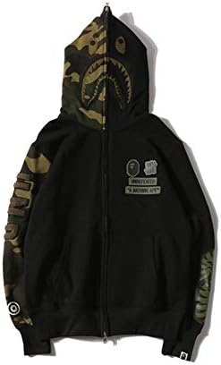 Soft Full Zipper Hooded Jacket Shark Camouflage Hoodie with Pocket Assorted Colors for Teenage Adult