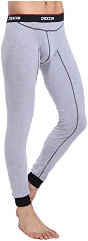 Thermal Tight Pajamas Trousers for Men with a Comfortable Pocket Wrapped Around Your Penis (US L/Asia 2XL, Grey)