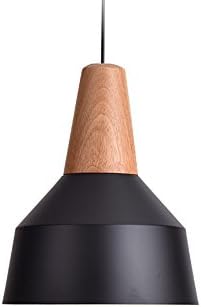 BOKT 60W Edison Lights Modern Industrial Pendant Lamp Colorful Hanging Chandelier Shade Light E26/E27 Base Painted Finish Solid Wood Series Single head (A-Black)