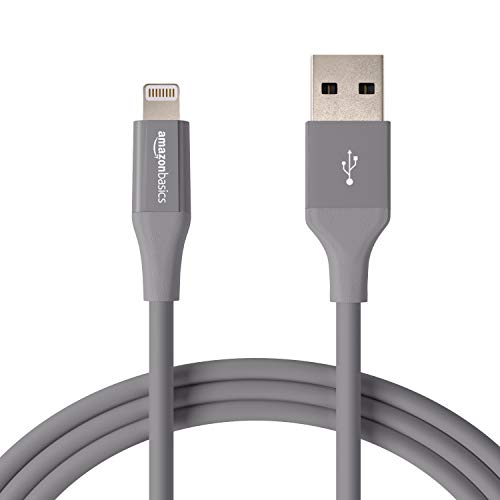 AmazonBasics Lightning to USB A Cable, Advanced Collection, MFi Certified iPhone Charger, Grey, 6 Foot, 2 Pack