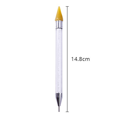 BONNIESTORE 1 Pc Dual-ended Dotting Pen Rhinestone Studs Picker Wax Pencil Pen with Crystal Beads Handle Manicure Nail Art DIY Decoration Tool