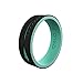 QALO Women's Rubber Silicone Ring, Strata Arrowhead Two Tone Dual Layered, Silicone Rubber Wedding Band, Breathable, Durable Engagement Silicone Ring, 6mm Wide 1.85mm Thick, Black & Aqua, Size 9