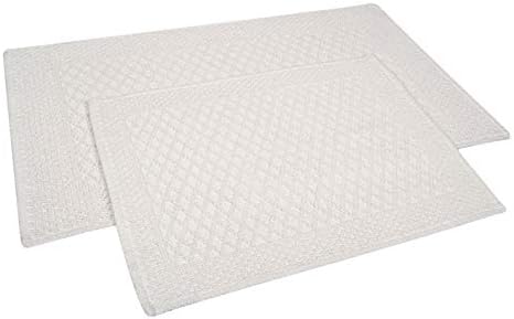 Urban Style Decor Bath Rugs Set of 2 100% Soft Cotton Bathmat Handmade Non Slip ( 21 x 34/17 x 24 White)