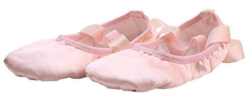 Chimei Ballet Dance Shoes for Goddler Girls Kids Women Pink Red Slipper Satin Flat Physical Shoe