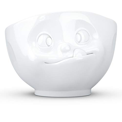 FIFTYEIGHT PRODUCTS TASSEN Porcelain Bowl, Tasty Face Edition, 16 oz. White, (Single Bowl) for Serving Cereal, Soup