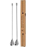 Heavyweight Bar Spoons - Set of two. (One Spiral & one Smooth Handle) Professional Quality Barspoons