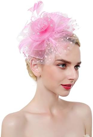 Fascinators Hat for Women Tea Party Headband Kentucky Derby Cocktail Party Mesh Feathers Wedding Bridal Hair Clip