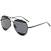 SojoS Metal Frame Double Color Flash Mirrored Aviator Womens Sunglasses SJ1032 With Black Frame/Black and Grey Lens