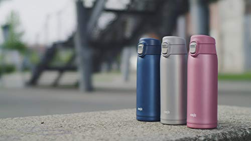 Emsa N21509 Travel Mug Light Thermo/Isolierbecher aus Edelstahl, 0,4 Liter, 8h heiß, 16h kalt, 100 Prozent dicht, auslaufsicher, spülmaschinengeeignet, Klappverschlussystem, Blau, 1 Stück (1er Pack) 10