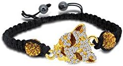 Shamballa Gold Color Feline Bracelet with Gold Color CZ Bead Balls