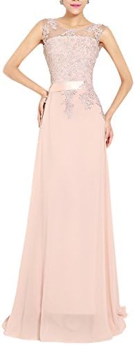 Chiffon Long Bridesmaid Dress Peach Size 4