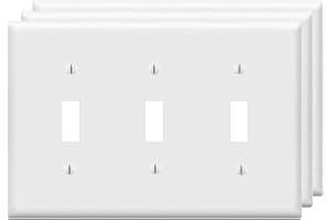 ZEFTV Toggle Light Switch Wall Plates 3-Gang Switch Electrical Cover Plate Unbreakable Thermoplastic Faceplate, White (3 Pack)