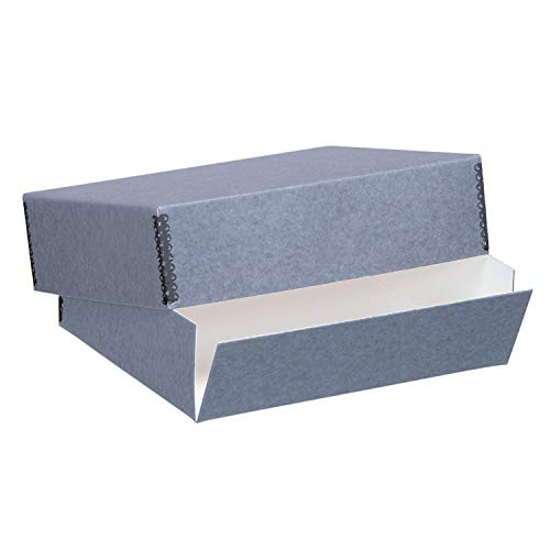 Lineco Blue/Gray 8.5×11 Museum Storage Box with Removable Lid and Drop Front 8.5″ x 11″ x 3″. Archival. Protects Longevity, Store Photos, Documents, Cards, Magazines, Prints, DIY.