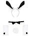 Playboy Bunny Black White Ears Collar Bowtie Cuffs Set