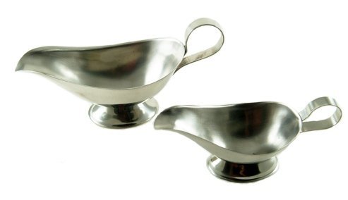 Photo 1 of Set of 2 - Quality Stainless Steel Gravy Boats Serveware, Restaurant Style Gravy Boat, 10 Oz. (Ounce) and 4 Oz. (Ounce) Dining Gravy Boat