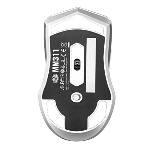 Cooler Master MM311 Wireless Gaming Mouse White, Adjustable 10,000 DPI, Palm|Claw Grip, 2.4GHz Wireless, PixArt Optical Sensor, PTFE Feet, RGB Lighting (MM-311-WWOW1)