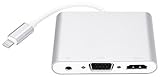 Kicoeoy Compatible with iPhone to HDMI Adapter, 4 in 1 HDMI VGA AV Adapter Converter, Multiple Digital Compatible with iPhone X 8 Plus 7 Plus 6S iPad to Mirror on HDTV Projector Monitor, Plug and Play
