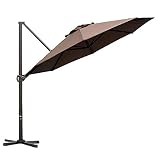 Abba Patio Offset Cantilever Umbrella 11-Feet Outdoor Patio Hanging Umbrella with Cross Base, Cocoa