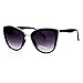 SA106 Runway Fashion Metal Bridge Trim Oversized Cat Eye Sunglasses Black Silver