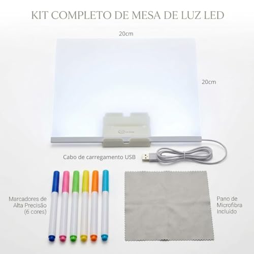 Quadro de Desenho Luminária LED para Escrita com 7 Canetas – Lousa de Mesa para Anotações em Acrílico com Efeito 3D