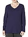 JUST MY SIZE womens Just My Size Women's Plus Size Vneck Long Sleeve Tee Shirt, Hanes Navy, 3X US