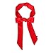 Ribbon Scarf for Women Handbag Wrap Handle Satin Belt Sash Necktie Neck Scarf PSSD01 (Red)