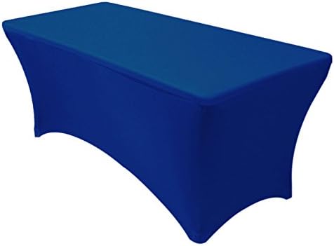 GWHome 6 ft Spandex Fitted Stretch Tablecloth Rectangular Table Cover Wedding Banquet Party (Royal Blue, 6 ft)